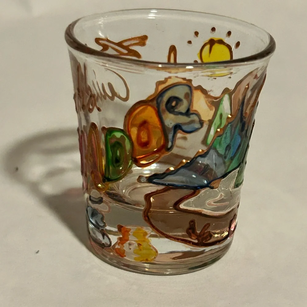 Ecuador Folk Art Hand Painted Colorful‎ Shot Glass Drinking